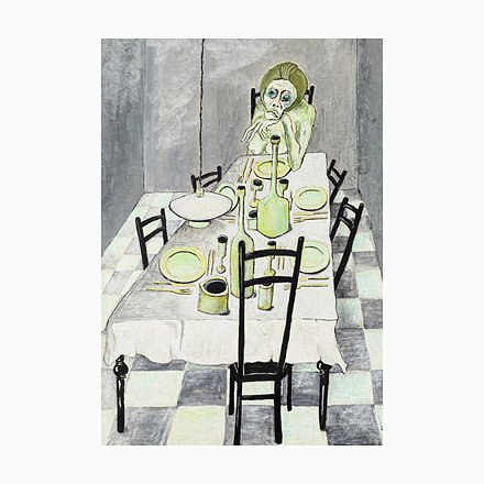 Image of Family on the Table - Original Tempera on Cardboard by Fabio Carriba - 1966 1966