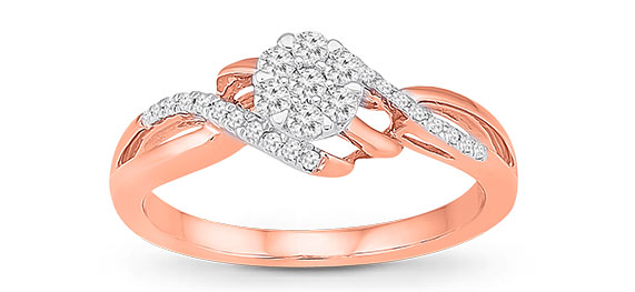 10K Rose Gold Diamond Promise Ring