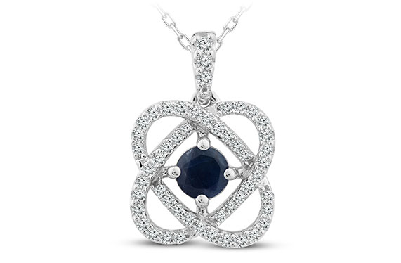 10K White Gold Center of Me Blue Sapphire Necklace