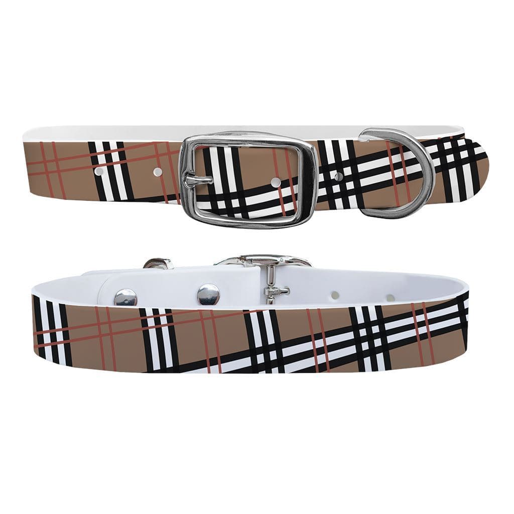 Khaki Plaid Dog Collar