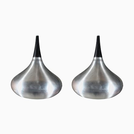 Image of Aluminium Pendant Lamps by Jo Hammerborg, 1960s, Set of 2