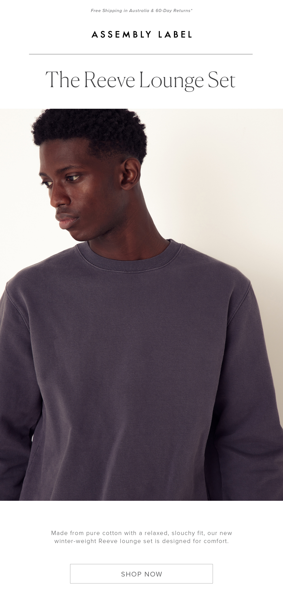 Reeve Lounge Sweat Charcoal  | Assembly Label