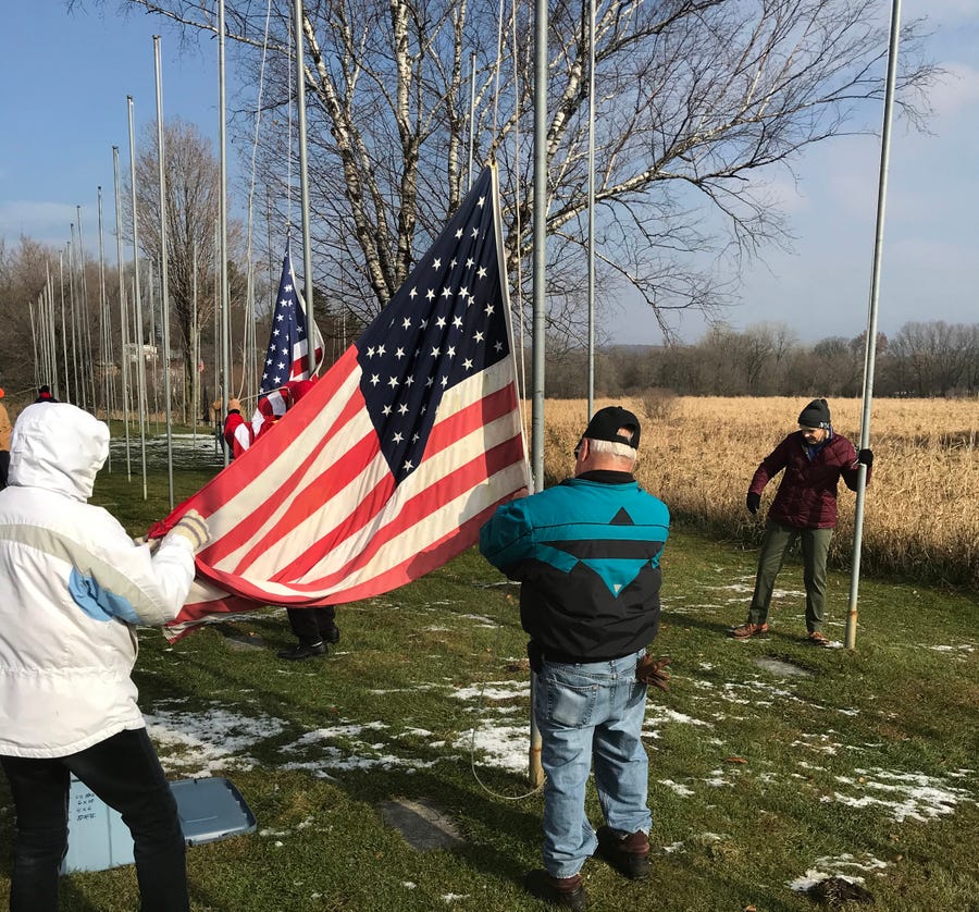 Every fall, the more than 300 flags in the flag court at American Legion Post 13 in Richland Center come down for the winter. At a recent veterans coffee klatch at the post, voters could be found on both sides of the Trump impeachment fight.