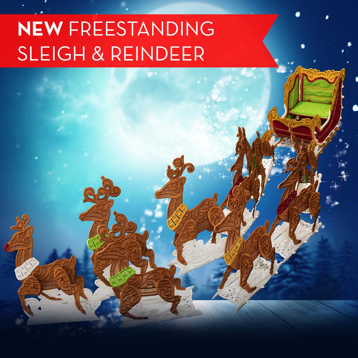 freestanding sleigh & reindeer