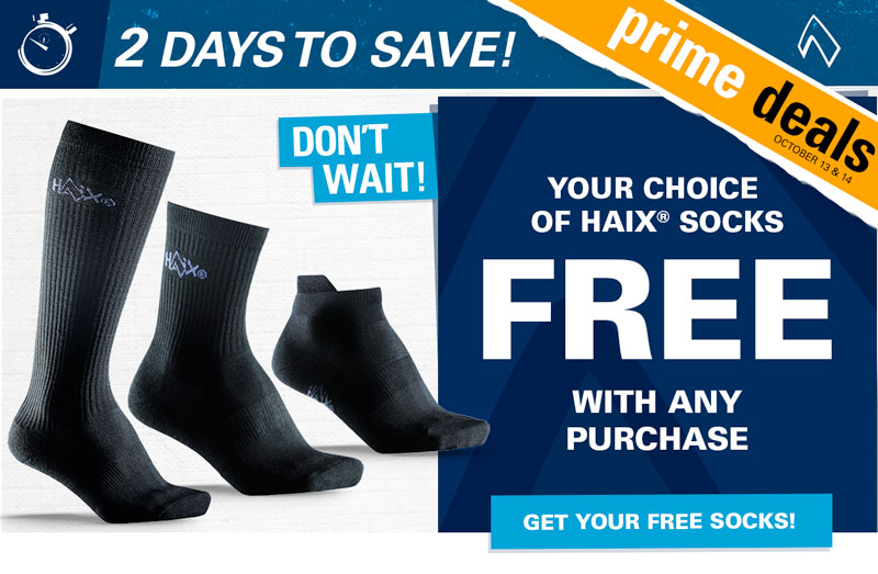 HAIX Prime Deals - Free Socks with ANY Order