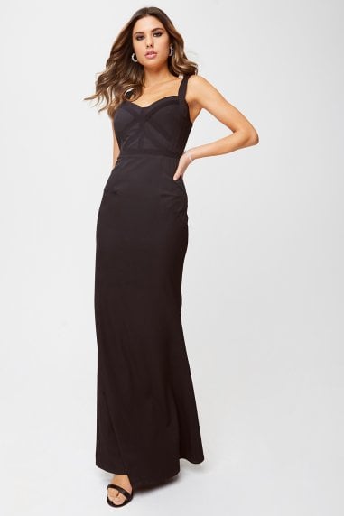 Hadley Black Lace-Trim Maxi Dress