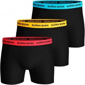 3-Pack Neon Colour Waistband Boxer Trunks, Black