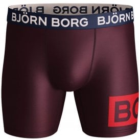 BORG Logo Block Performance Boxer Brief, Burgundy/blue