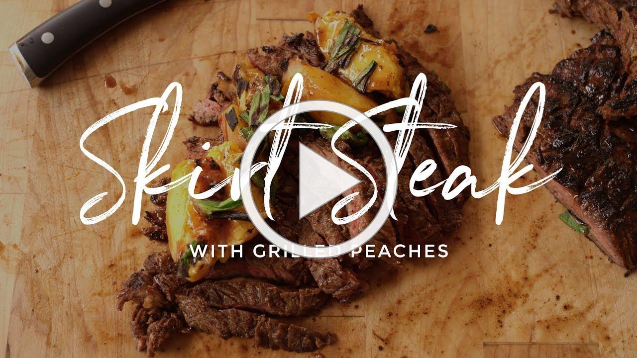 Skirt Steak with Grilled Peaches