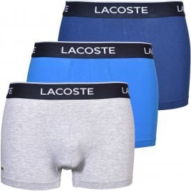 3-Pack Casual Cotton Stretch?Boxer Trunks, Blue/Navy/Grey