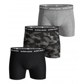 3-Pack Super Shade Boxer Trunks, Black/Grey