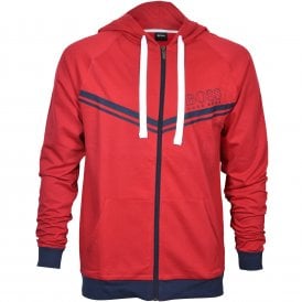 Authentic Logo Zip-Thru Hooded Jacket, Red/blue