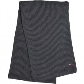 Pima Cotton Cashmere Ribbed Scarf, Charcoal Grey