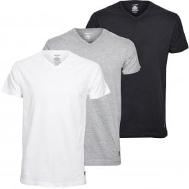 3-Pack V-Neck Lounge T-Shirts, Black/White/Grey