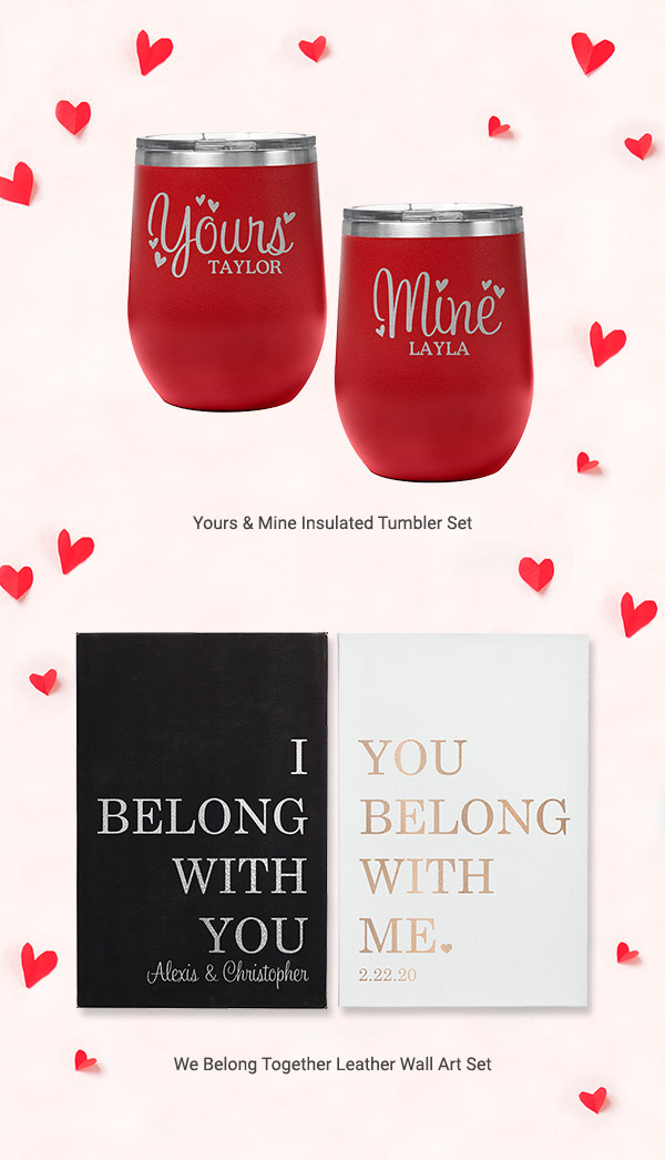 Yours & Mine Insulated Tumbler Set, We Belong Together Leather Wall Art Set
