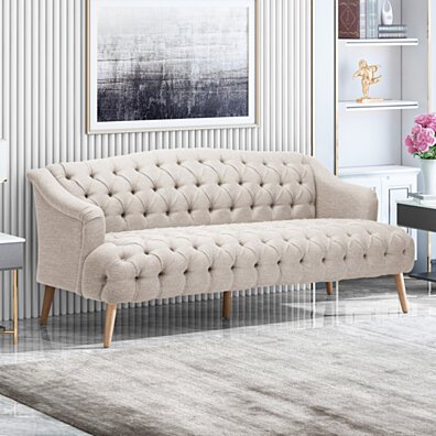 Erin Contemporary Tufted Fabric 3 Seater Sofa