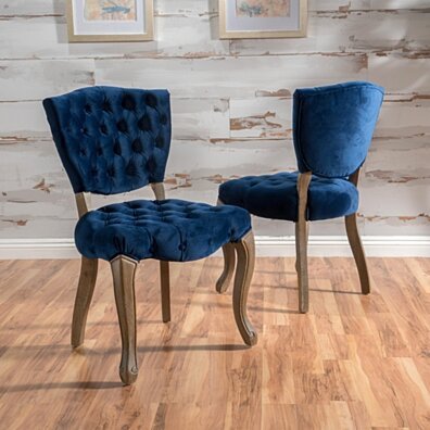 Bates Tufted Velvet Dining Chair with Cabriole Legs (Set of 2)