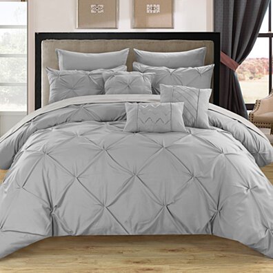 Alvatore Pinch Pleated Bed in a Bag Comforter Set