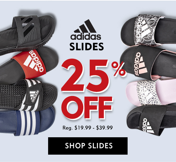 Adidas slides 25% off. Shop slides