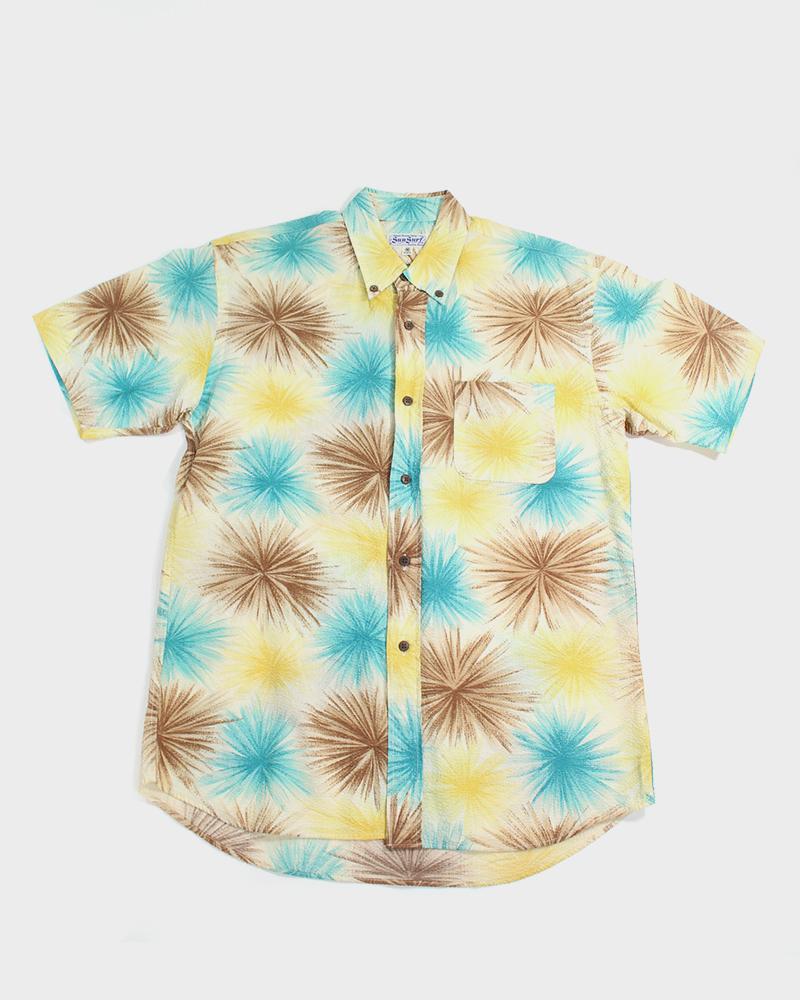 Image of Sun Surf, Aloha Shirt, Brown, Blue, Yellow 