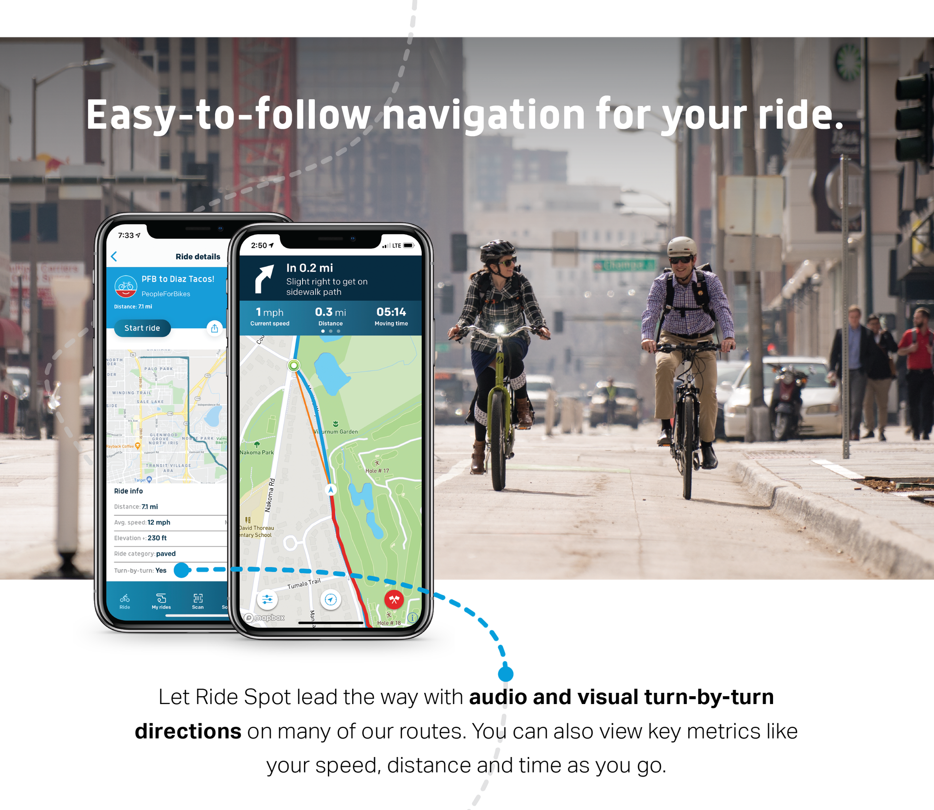 Easy-to-follow navigation for your ride.