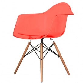 Style Ghost Red Plastic Retro Armchair