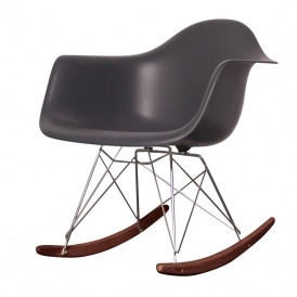 Style Dark Grey Plastic Retro Walnut Rocking Chair
