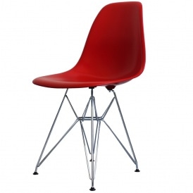 Style Eiffel Red Plastic Retro Side Chair