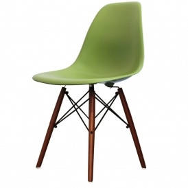 Style Green Plastic Retro Side Chair Walnut Legs