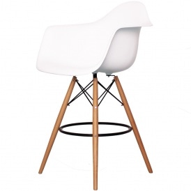 Style White Plastic Bar Stool With Arms