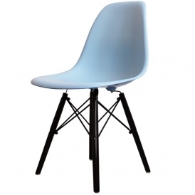 Style Blue Plastic Retro Side Chair Black Wooden Legs