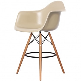 Style Beige Plastic Bar Stool With Arms
