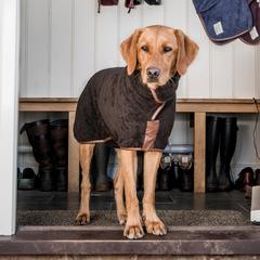 Country Dog Drying Coat (faux leather trim)