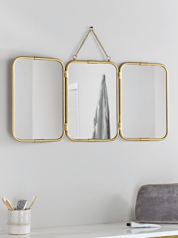 NEW French Triple Mirror - Brass