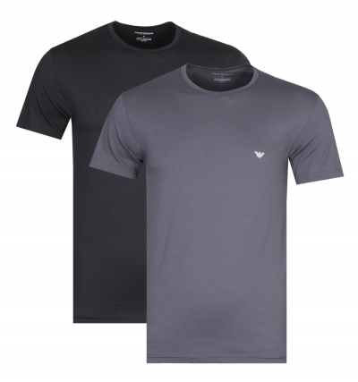 Emporio Armani 2 Pack Small Logo Grey & Black T-Shirt