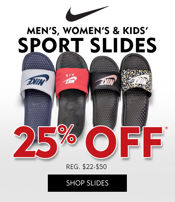 Nike Sports Slides 25% off. Shop Slides