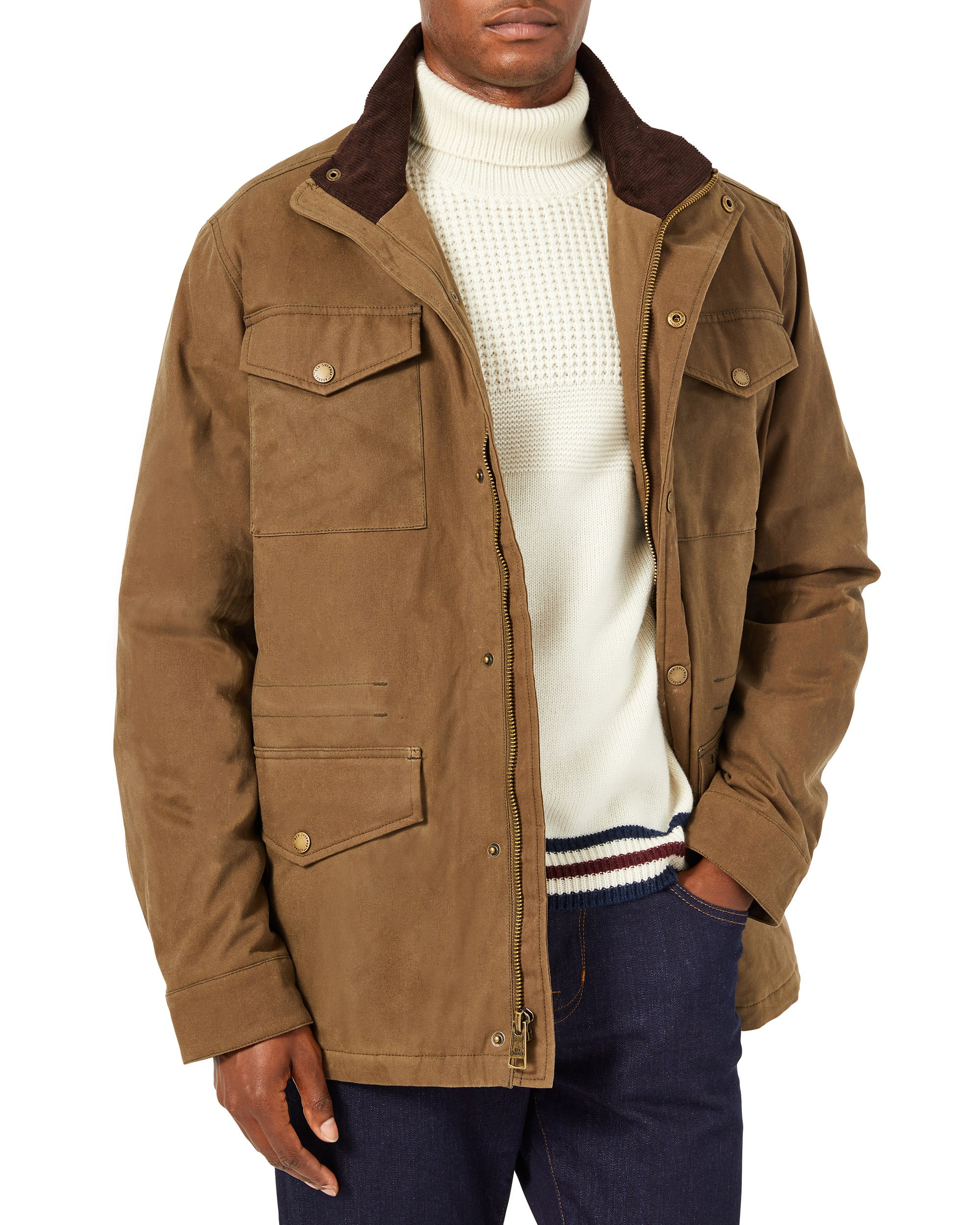 Image of Men''s Coated Cotton Field Jacket - Bark
