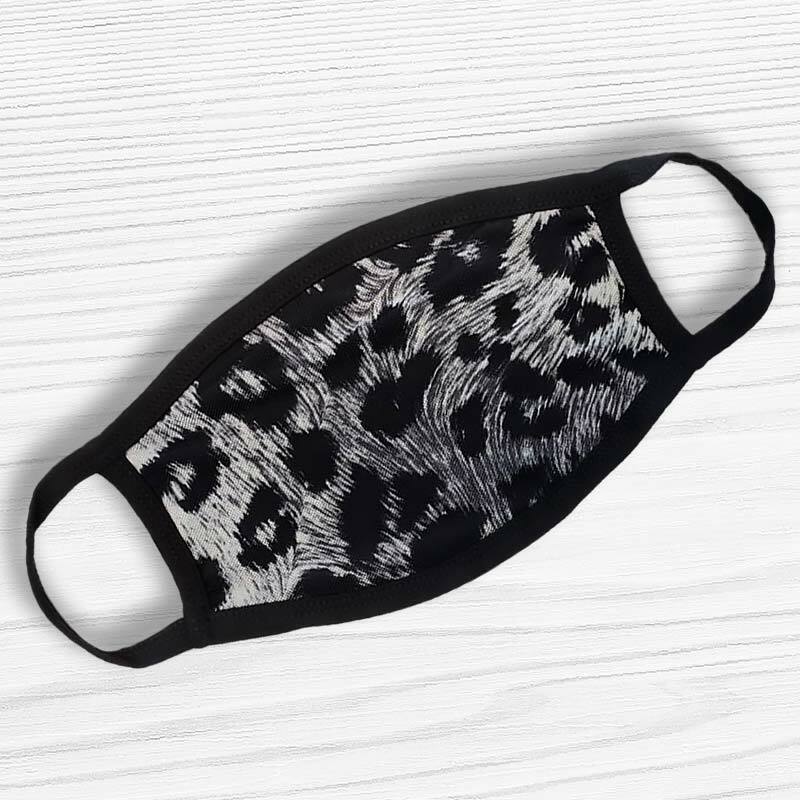 Image of Soft Touch Grey Leopard Face Mask