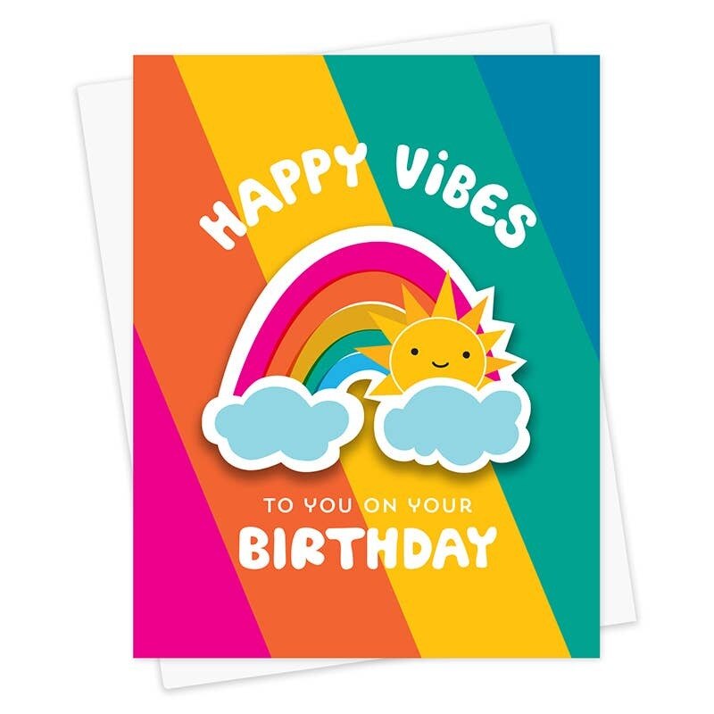 Image of Happy Rainbow Vibes Birthday Sticker Card