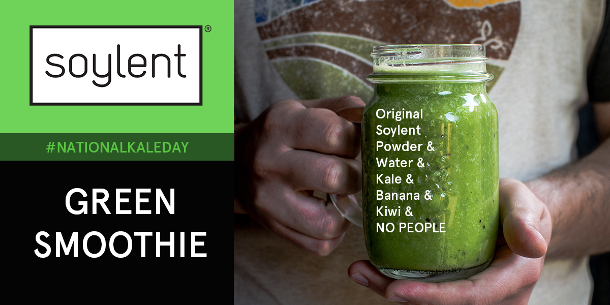 Image featuring a green kale smoothie in celebration of National Kale Day