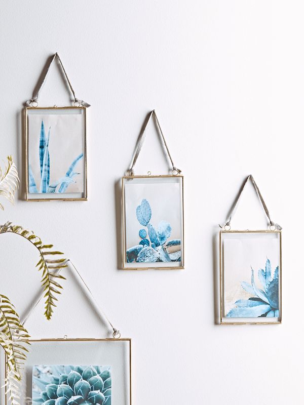 Three Delicate Hanging Frames - Brass