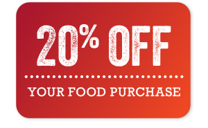 Enjoy 20% off Your food purchase