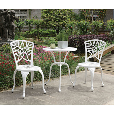 Transitional Style Table Set of 1 Table and 2 Chairs With Cabriole Legs, White