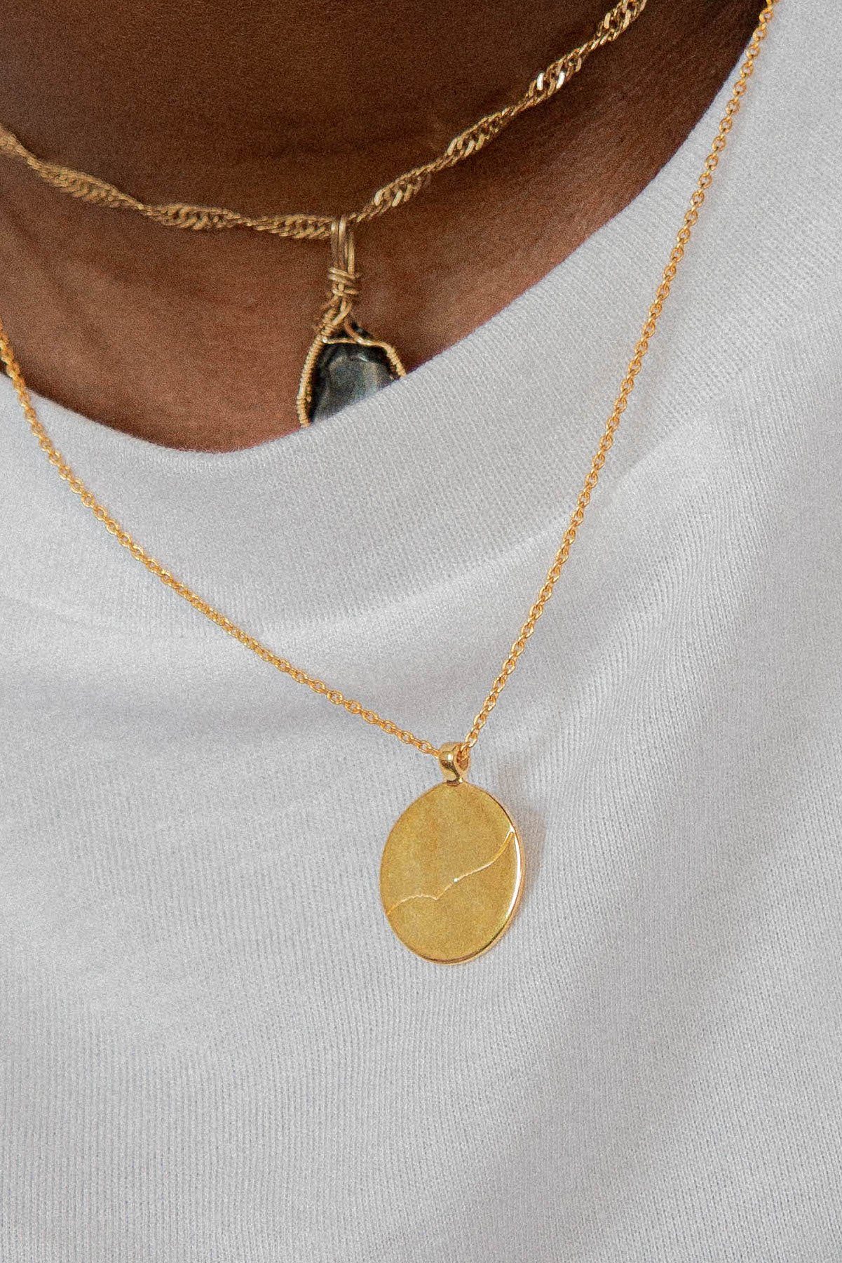 Gold Birdsong Coin Pendant Necklace