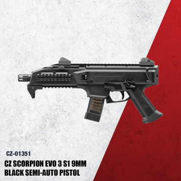 CZ SCORPION EVO 3 S1 pistol, 9mm, 1/2x28 threads - 10rd mags