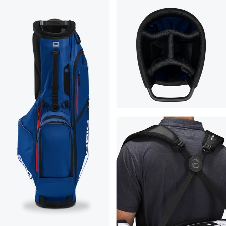 Close up shots of features for the fuse golf bag