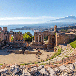 View from Taormina overlooking Mount Etna
