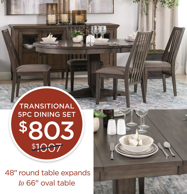 Transitional 5PC Dining Set - $803