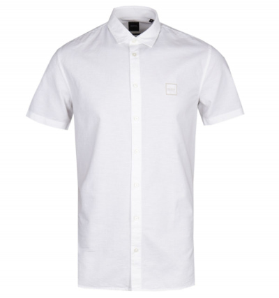 BOSS Short Sleeve White Basic Slim Fit Shirt