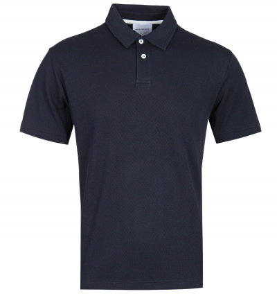 Norse Projects Ruben Relaxed Fit Dark Navy Textured Polo Shirt